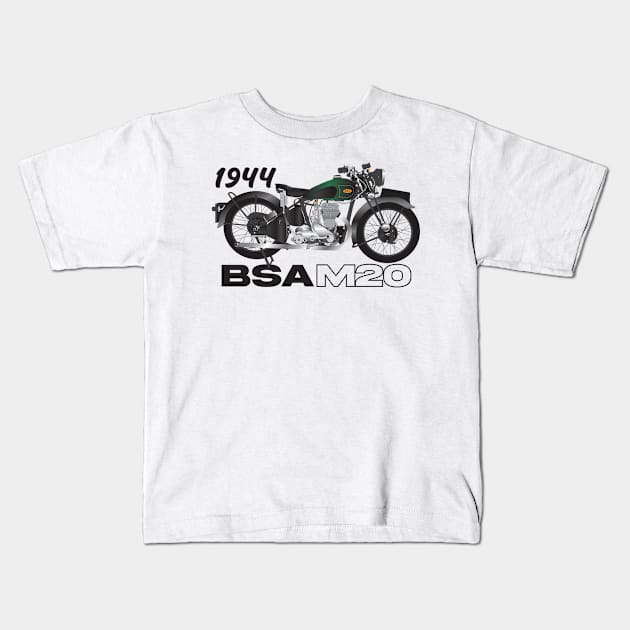 1944 BSA M20 Kids T-Shirt by kindacoolbutnotreally